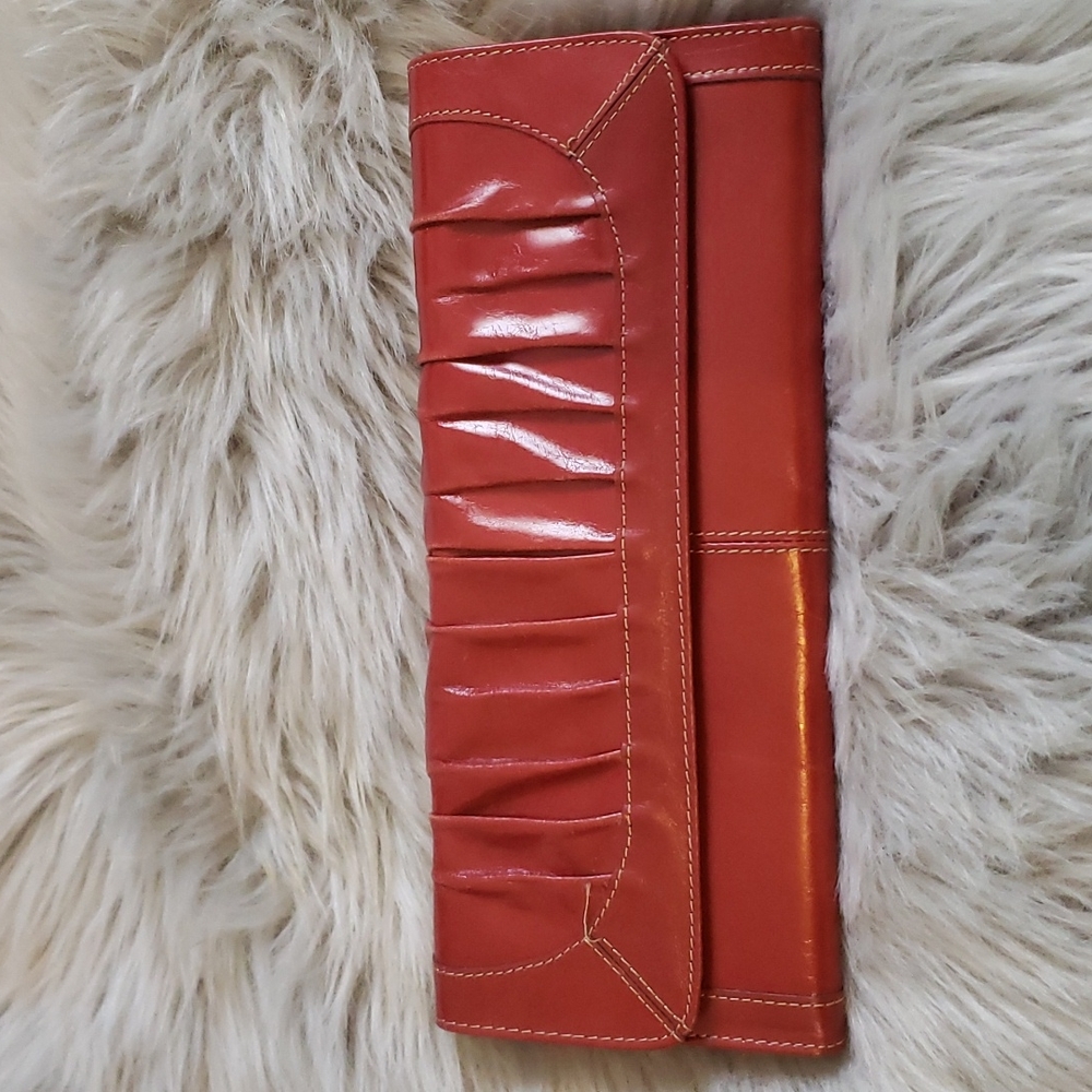 Fossil Pleated Ruby Red Clutch